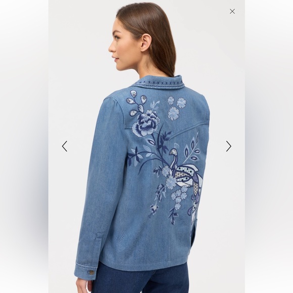 Johnny Was Jackets & Blazers - Johnny Was Shirley Western Worker Jacket Light Blue Denim Size Small